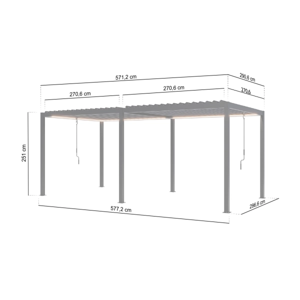 Pergola ogrodowa tarasowa aluminiowa NORDVIC Skyline LED Light 3 x 6 m Antracyt