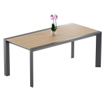 Stół do zestawu jadalnianego ogrodowego BELLANTI Verona Luna | Dark Grey – aluminiowy stół z blatem teak