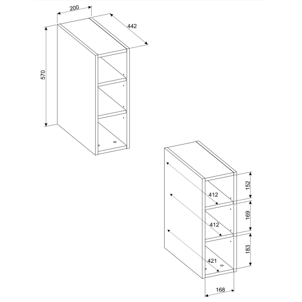 Szafka pod blat 20cm z półkami Bella Cashmere dąb ARTISAN UN 81-20-44, Comad