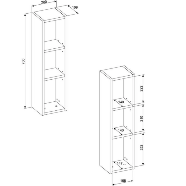 Szafka górna wisząca 20cm z półkami kaszmirowy mat Bella CASHMERE UN 83-20-74, Comad