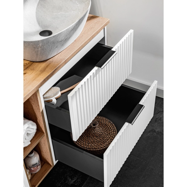 Zestaw Szafka łazienkowa 60 cm biała z blatem dąb Adel White SET -ADW B 60 CM, Comad