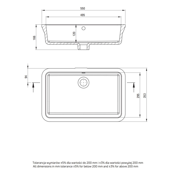 Umywalka podblatowa 50x30 cm  biała, Temisto Deante