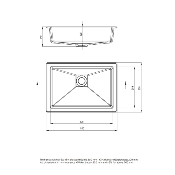Umywalka podblatowa/wpuszczana 50x35 cm prostokątna czarny mat Nero, Correo Deante