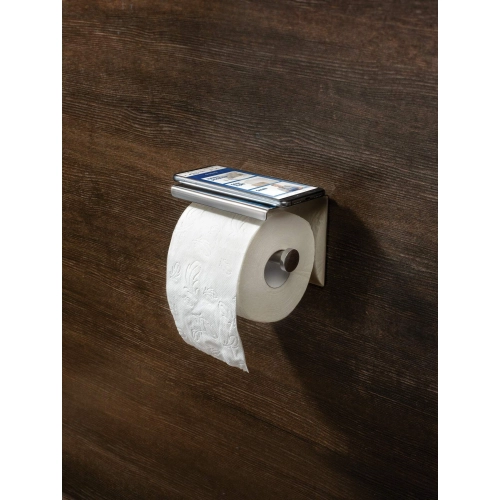 Uchwyt na papier toaletowy ścienny - z półką Round Deante, chrom