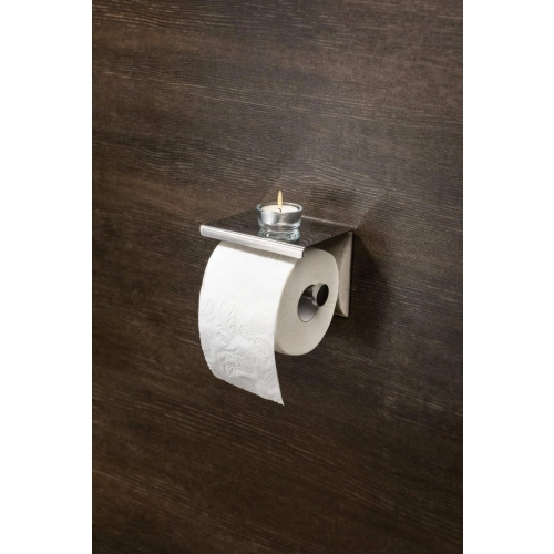 Uchwyt na papier toaletowy ścienny - z półką Round Deante, chrom