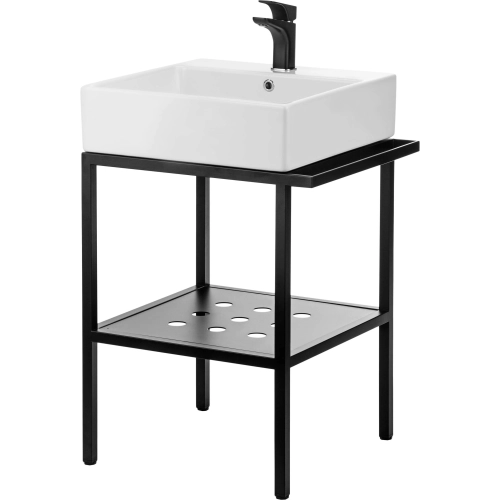 Konsola łazienkowa stojąca z umywalką - 56.5x40 cm, Deante, biały-nero