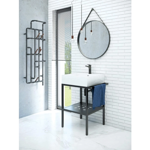 Konsola łazienkowa stojąca z umywalką - 56.5x40 cm, Deante, biały-nero