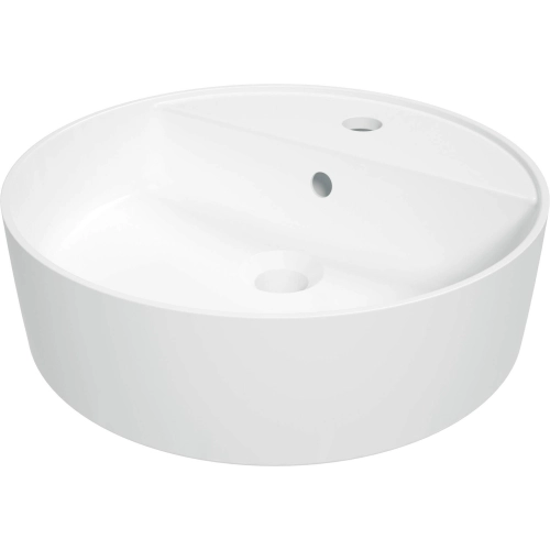 Umywalka ceramiczna nablatowa okrągła z miejscem na baterię biała, Round Deante