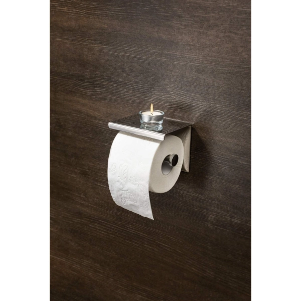 Uchwyt na papier toaletowy ścienny z półką chrom, Round Deante
