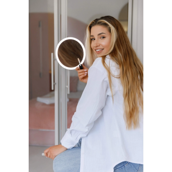 Lusterko kosmetyczne magnetyczne - podświetlenie LED chrom, Round Deante