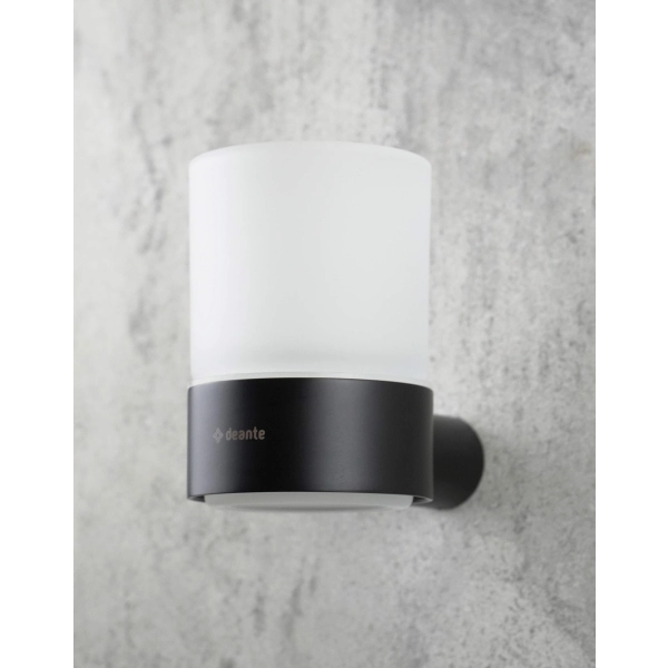 Kubek ścienny czarny mat Nero, Round Deante