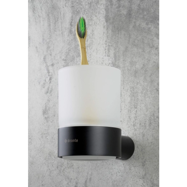 Kubek ścienny czarny mat Nero, Round Deante