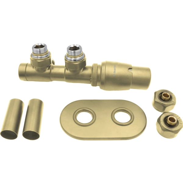 Zawór termostatyczny do grzejnika łazienkowego - prawy, Deante, złoty mat