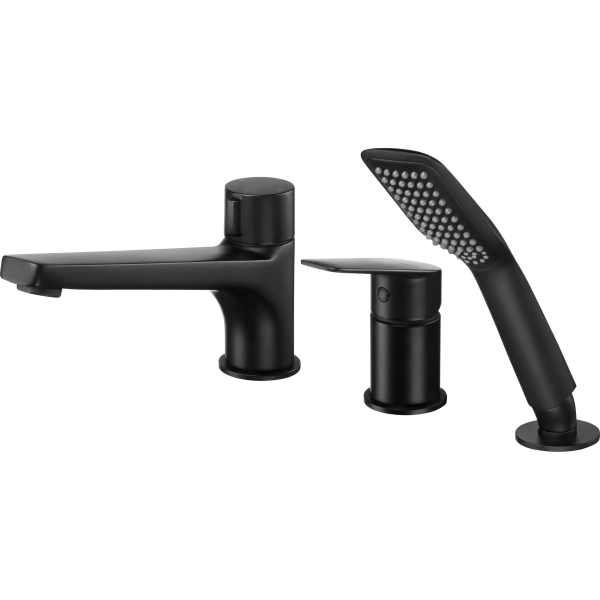 Bateria wannowo-prysznicowa 3-otworowa nawannowa czarny mat Nero, Jasmin Deante