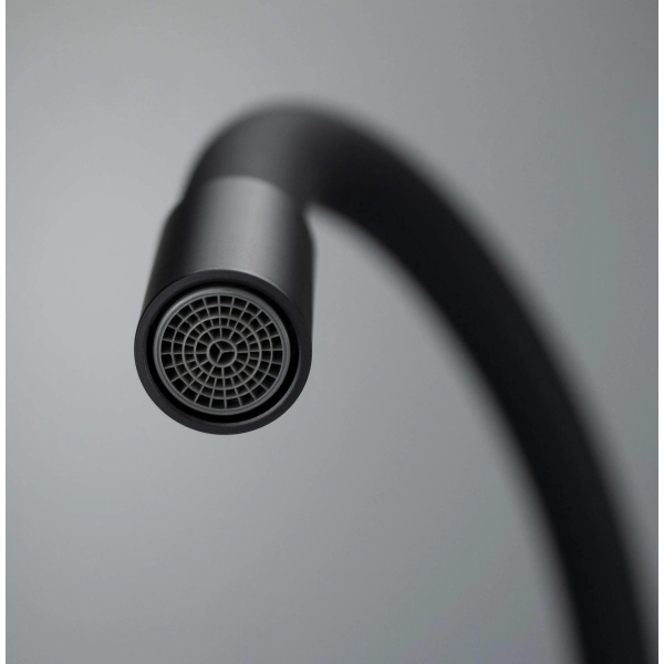 Bateria kuchenna z giętą wylewką czarny mat Nero, Luno Deante