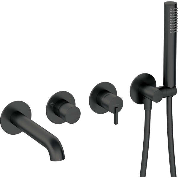 Bateria wannowa 4-otworowa podtynkowa czarny mat Nero, Silia Deante