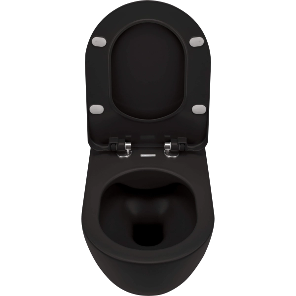 Miska WC z deską bezkołnierzowa, Deante, nero