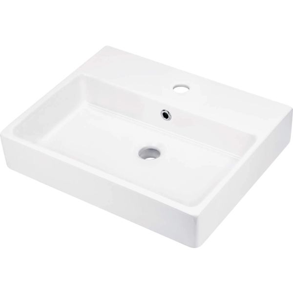 Umywalka nablatowa/ścienna 50x40 cm prostokątna biała, Temisto Deante