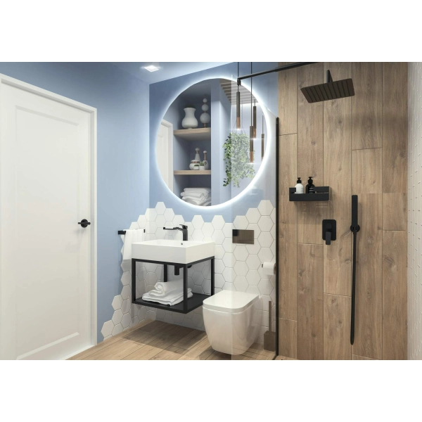 Umywalka ceramiczna nablatowa/ścienna z miejscem na baterię - 50x50 cm, Deante, biały