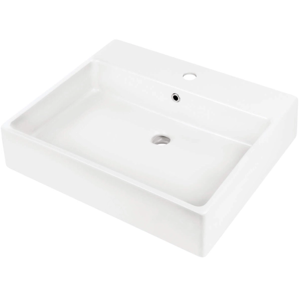 Umywalka nablatowa/ścienna 60x50 cm prostokątna biała, Temisto Deante
