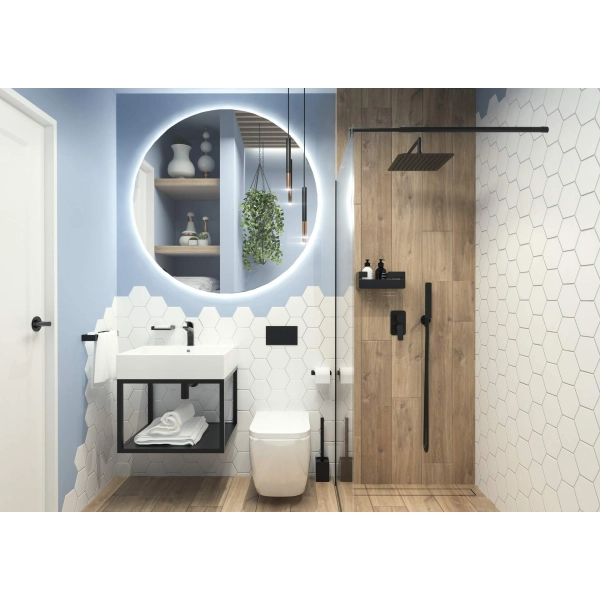 Umywalka nablatowa/ścienna 60x50 cm prostokątna biała, Temisto Deante