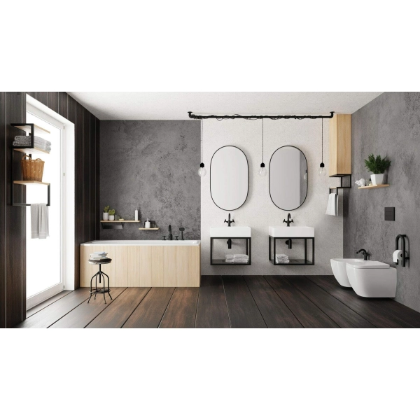 Umywalka nablatowa/ścienna 60x50 cm prostokątna biała, Temisto Deante