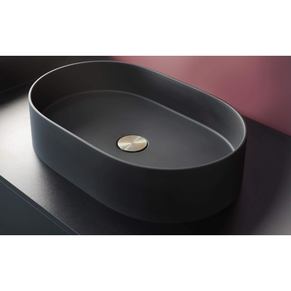 Umywalka nablatowa 55x35 owalna czarny mat Nero, Silia Deante