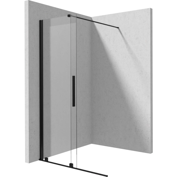 Ścianka prysznicowa walk-in 120 cm - przesuwna, Deante, nero