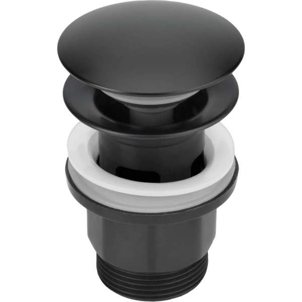 Korek do umywalki lub bidetu z przelewem czarny mat Nero, Click-Clack Deante