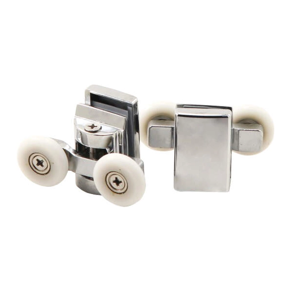 Rolki górne podwójne do szyb 6 mm - FI 23 mm, biały-chrom