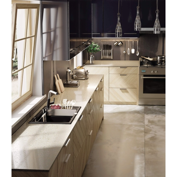 Zlewozmywak granitowy magnetyczny 1-komorowy z ociekaczem, Deante, nero