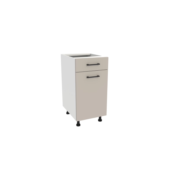 Zestaw mebli kuchennych Kaszmir mat ryflowany z blatem Dąb Evoke, SIMPLY 200 cm