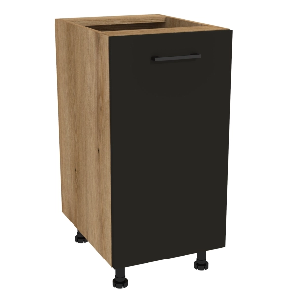 Zestaw mebli kuchennych Czarny mat z blatem Dąb Evoke, SIMPLY 200 cm