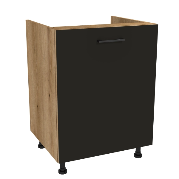 Zestaw mebli kuchennych Czarny mat z blatem Dąb Evoke, SIMPLY 200 cm