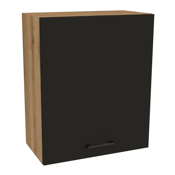 Zestaw mebli kuchennych Czarny mat z blatem Dąb Evoke, SIMPLY 200 cm