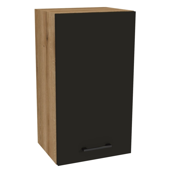 Zestaw mebli kuchennych Czarny mat z blatem Dąb Evoke, SIMPLY 200 cm