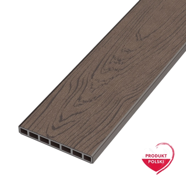 Deska ogrodzeniowa pozioma/sztacheta kompozytowa GAMRAT Premium, wzór drewna, ciemny brąz 150 x 19 x 2000mm