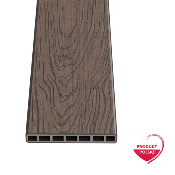 Deska ogrodzeniowa pozioma/sztacheta kompozytowa GAMRAT Premium, wzór drewna, ciemny brąz 150 x 19 x 2000mm