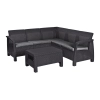 Narożny zestaw ogrodowy KETER Corfu Relax Set – sofa narożna z poduszkami i stolik technorattan odporny na warunki atmosferyczn - grafit