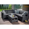 Narożny zestaw ogrodowy KETER Corfu Relax Set – sofa narożna z poduszkami i stolik technorattan odporny na warunki atmosferyczn - grafit
