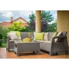 Narożny zestaw ogrodowy KETER Corfu Relax Set – sofa narożna z poduszkami i stolik technorattan odporny na warunki atmosferyczn - grafit