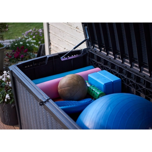 Skrzynia ogrodowa KETER Borneo Storage Box – schowek z funkcją siedziska dla 2 osób | 130 cm, odporna na warunki atmosferyczne