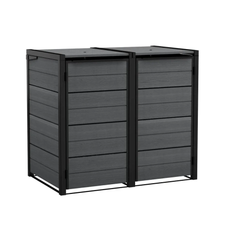 Zabudowa na kosze na śmieci KETER Hide Away Evotech+ szara – schowek na 2 pojemniki 240 L