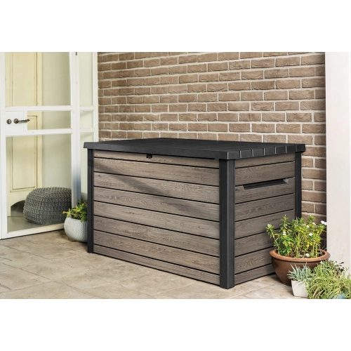 Skrzynia ogrodowa KETER Deco deck box 870 l. z technologią DecoCoat™ – stylowy i pojemny schowek - walnut
