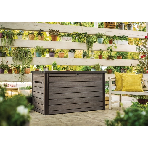Skrzynia ogrodowa KETER Deco deck box 870 l. z technologią DecoCoat™ – stylowy i pojemny schowek - lashwood