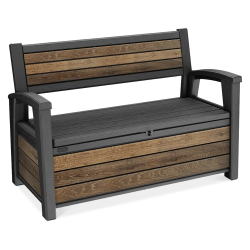 Skrzynia / Ławka ogrodowa KETER Deco Garden Bench 227 l. - Siedzisko 2-osobowe | walnut