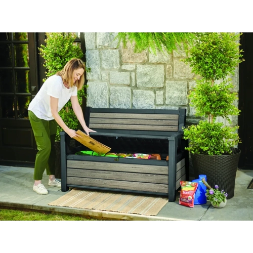 Skrzynia / Ławka ogrodowa KETER Deco Garden Bench 227 l. - Siedzisko 2-osobowe | lashwood