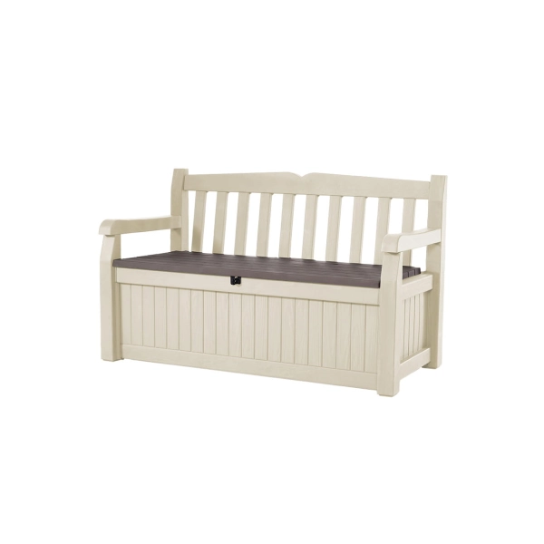 Ławka ogrodowa ze schowkiem Eden Garden Bench 265 l., efekt drewna - kremowy, KETER