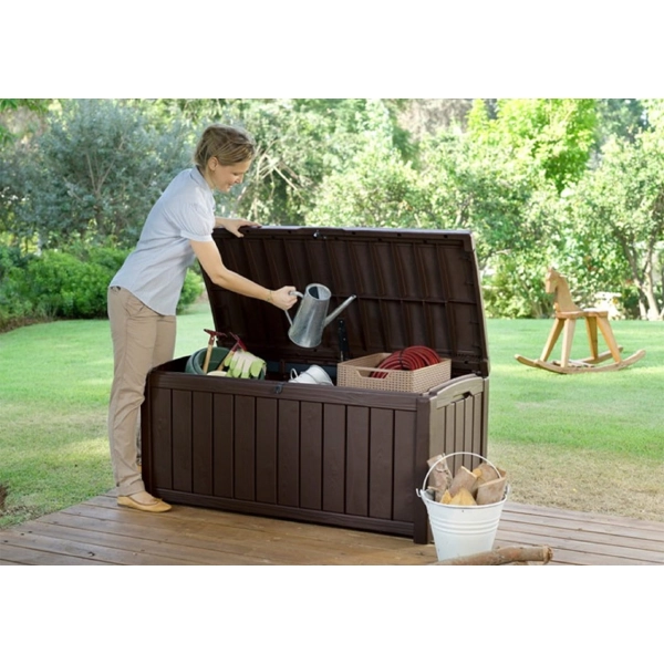 Skrzynia ogrodowa Glenwood Storage Box 390 l. – stylowy schowek i siedzisko 2w1 - brąz, KETER