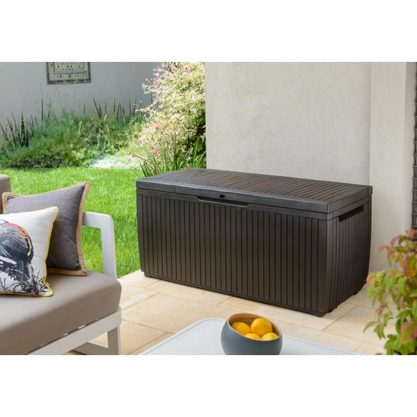 Klasyczny schowek ogrodowy z funkcją siedziska Springwood Storage Box 305L| Skrzynia do przechowywania na taras i balkon, KETER